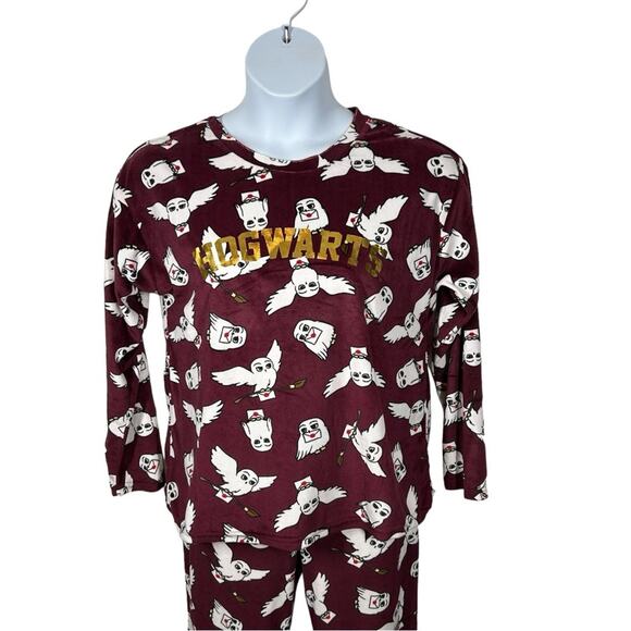 Harry Potter Wizarding World Hogwarts Hedwig Fleece Pajama Set Size Small - Picture 3 of 11